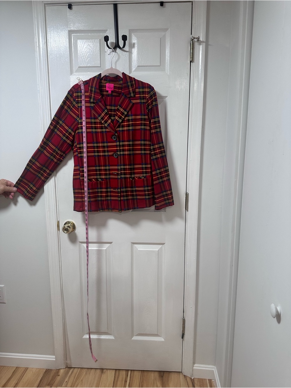 torrid Red Betsy Johnson Plaid Blazer Jacket